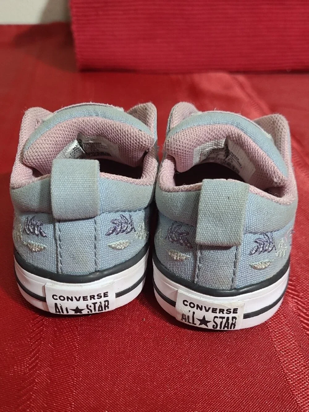 Girls Infant Converse All Stars Light Blue Floral Slip-On Canvas Sneakers